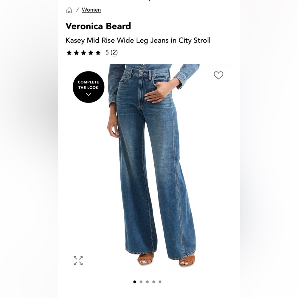 Veronica Beard Kasey Mid Rise Wide Leg Jeans in Blue